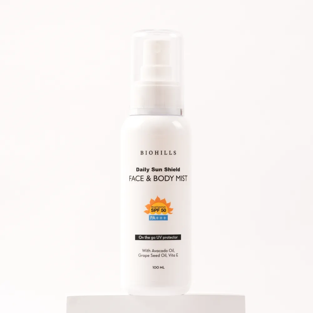 Daily sun shield face & body mist with SPF 50, PA +++ Daily sun shield face & body mist with SPF 50, PA +++
